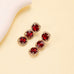 Triple-Drop Layer Emerald Ruby Rhinestone Earrings | 40E530