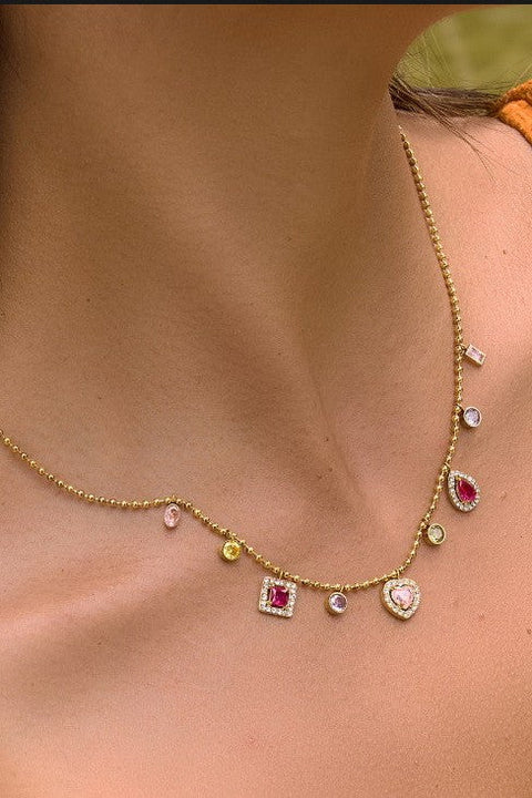18K STAINLESS STEEL TARNISH FREE CRYSTAL NECKLACE | 40NK9749