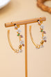 Botanical White Enamel Flowers Crystal Hoop Earrings | 80E62639