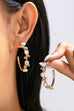 Botanical White Enamel Flowers Crystal Hoop Earrings | 80E62639