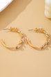 Botanical White Enamel Flowers Crystal Hoop Earrings | 80E62639