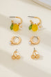 Cherry Studs Pearl Lemon Huggie Hoop Trio Earrings | 80E6267