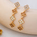 Graduated Clover Rhinestone Dangle Drop Earrings | 80E62642