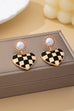 Vintage Style Checkerboard Heart Drop Earrings | 80E62593