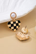 Vintage Style Checkerboard Heart Drop Earrings | 80E62593