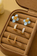 Resin Flower Stud & Baguette Huggie Hoop Trio Earring Set | 80E62686