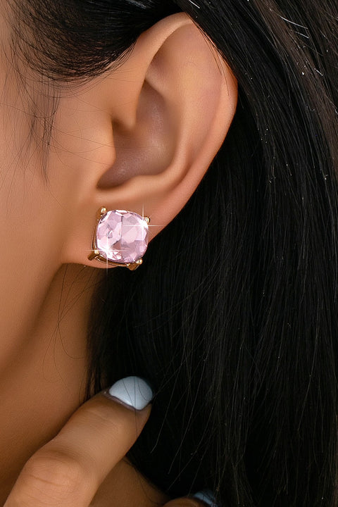 Classic Crystal Opal Rose CushionCut Stud Earrings| 80E62630