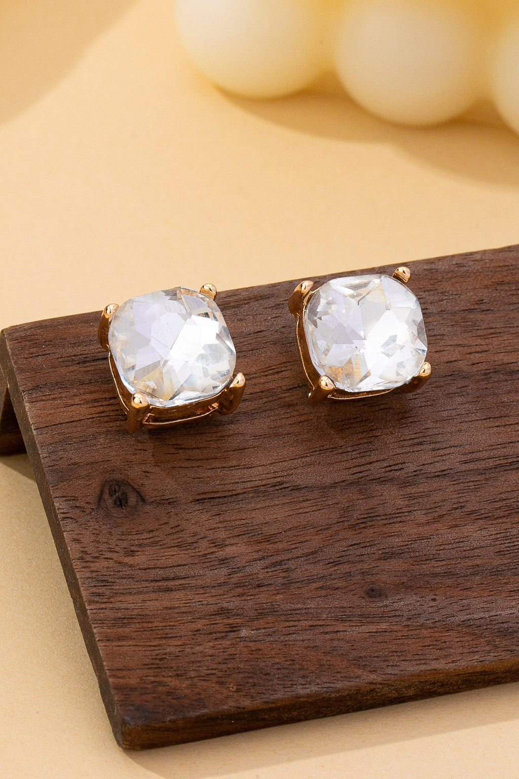 Classic Crystal Opal Rose CushionCut Stud Earrings| 80E62630