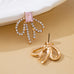 Emerald-Cut Pink Crystal Rhinestone Bow Earrings | 80E62598