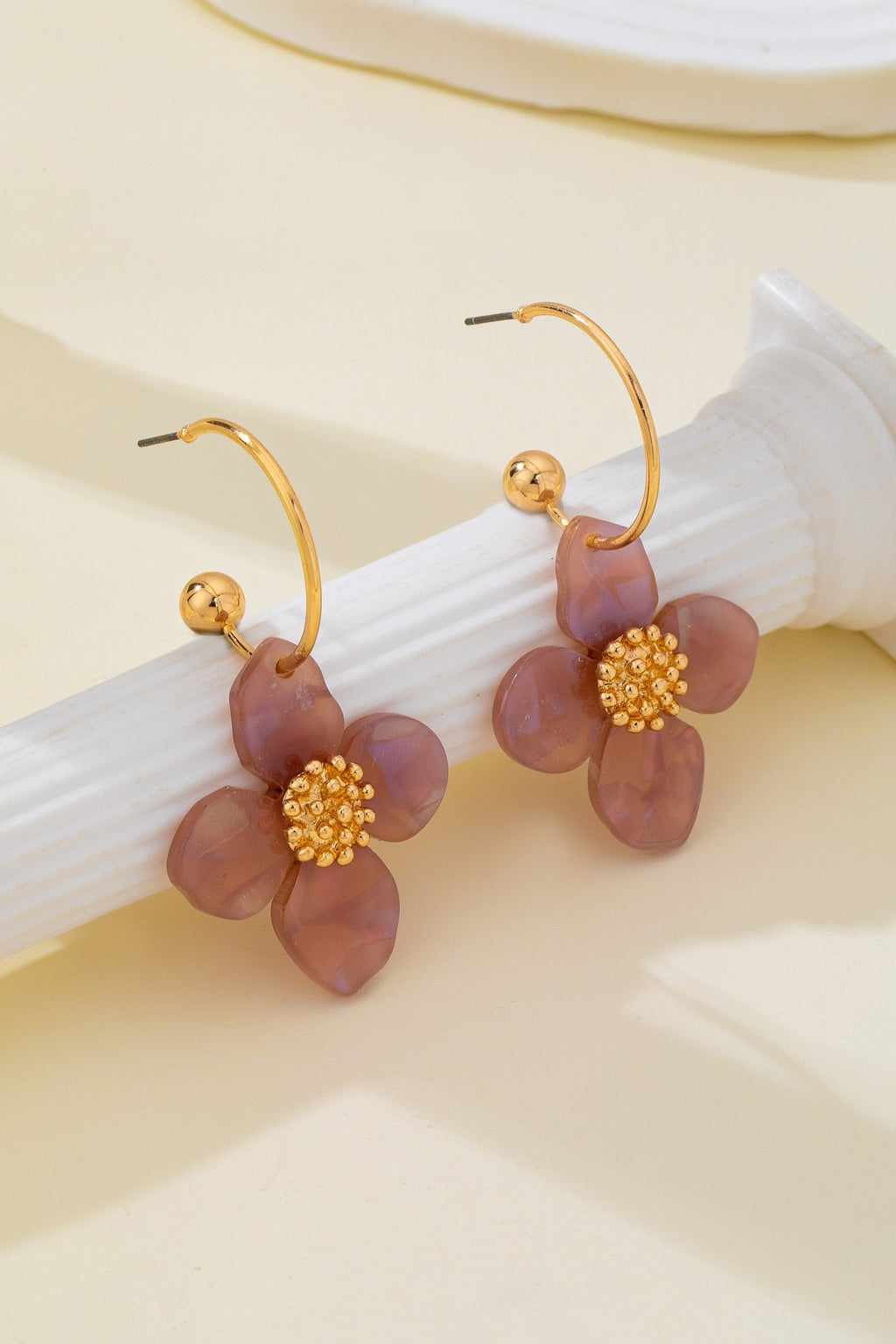 Acrylic Floral Dangle Hoop Earrings | 80E62620