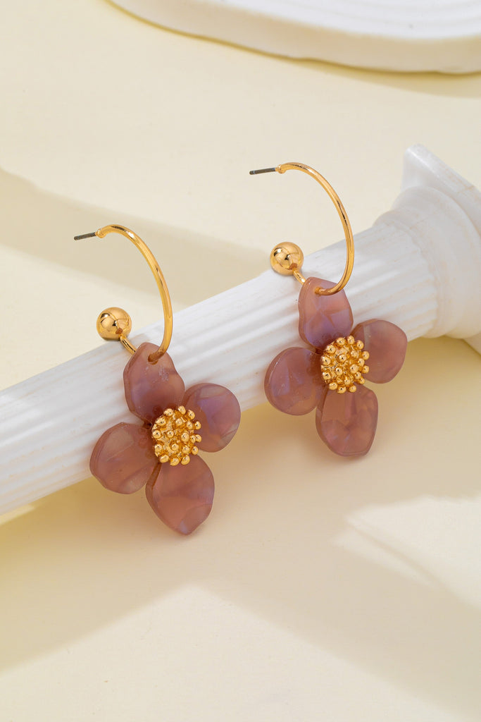 Acrylic Floral Dangle Hoop Earrings | 80E62620