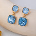 Two-Tier Square Shimmering Glass Dangle Earrings | 80E62633