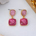 Two-Tier Square Shimmering Glass Dangle Earrings | 80E62633