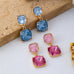 Two-Tier Square Shimmering Glass Dangle Earrings | 80E62633