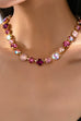 Multi-Tone Pink and Purple Crystal Tennis Necklace| 80N93416