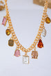 Multi-Shape Earth Tone Crystal Charm Necklace | 80N93404