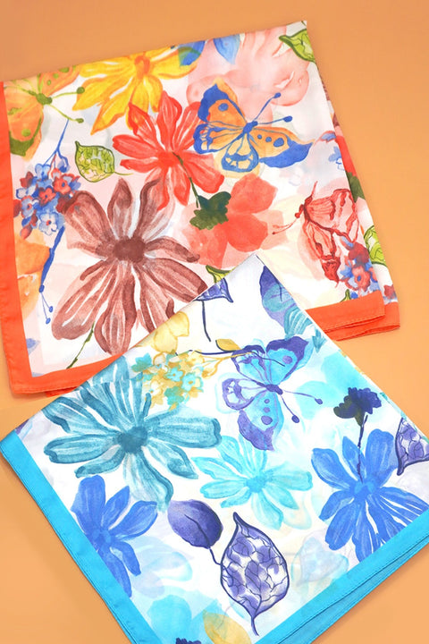 Floral Flower Silk Finish Bandana Scarf | 40SC730