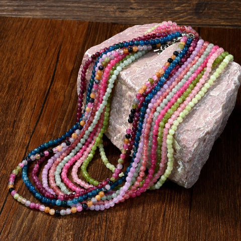 NATURAL AGATE GLASS SEMI PRECIOUS BEAD NECKLACE | 40NK9754