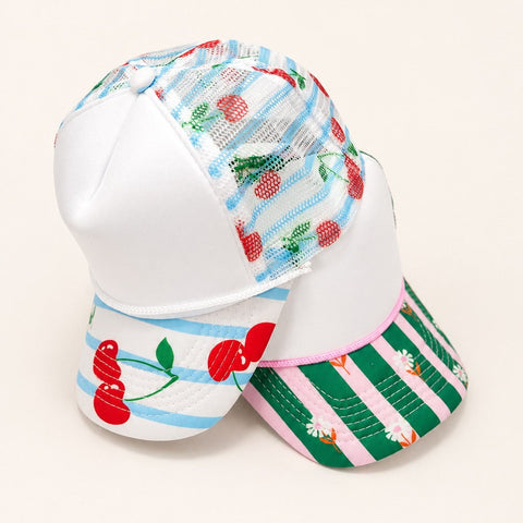 Fruit and Floral Print Foam Mesh Trucker Hat | 40HW759