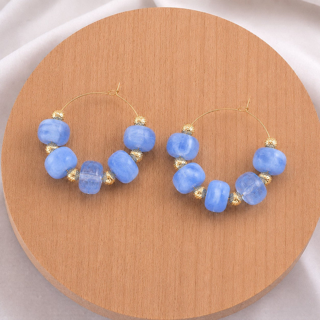 Boho Resin Beaded Hoop Earrings | 40E531