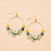 Colorful Resin Beaded Fish Hook Hoop Earrings | 40E533