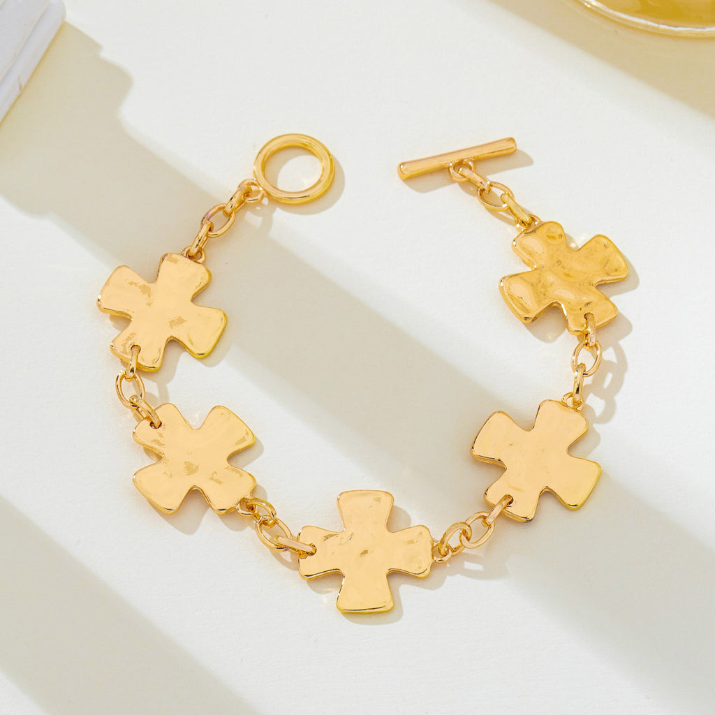 Textured Hammered Cross Link Bracelet | 80B1864