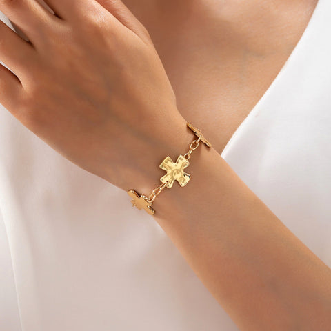 Textured Hammered Cross Link Bracelet | 80B1864