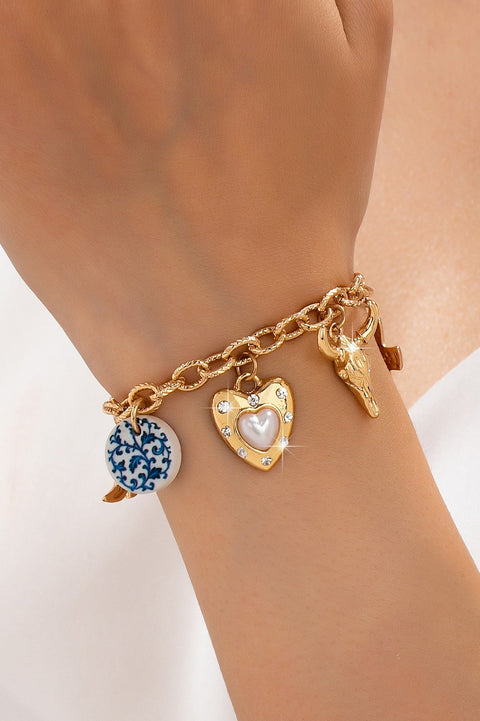 Western Multi Boot Cross Heart Charm Bracelet | 80B1865