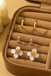 Resin Flower Crystal Gold Huggie Hoop Trio Earring Set | 80E62688