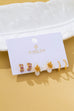 Resin Flower Crystal Gold Huggie Hoop Trio Earring Set | 80E62688