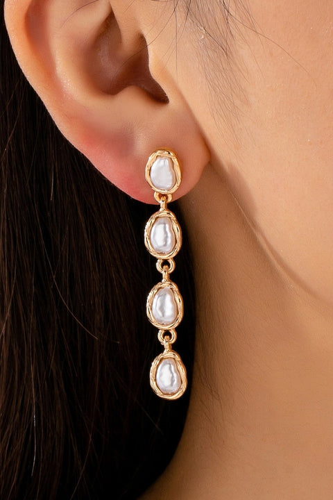 Organic Baroque Pearl Linear Drop Earrings | 80E62691