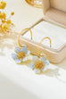 Resin Marbled Floral Hoop Earrings | 80E62697