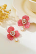 Marbled Resin Floral Rhinestone Drop Earrings | 80E62723