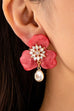 Marbled Resin Floral Rhinestone Drop Earrings | 80E62723