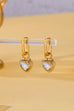 Crystal Heart Charm Drop Huggie Hoop Earrings | 80E62707