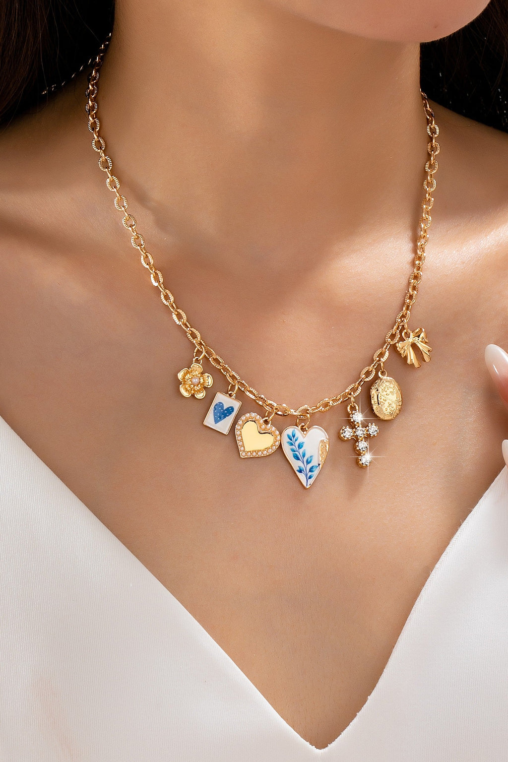 Vintage Coquette Multi-Charm Link Necklace | 80N93423