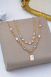 Vintage Pastel Layered Crystal Pendant Necklace Set | 80N93430