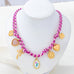 Corded Multi Charm Bow Heart Floral Necklace | 80N93440
