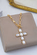 Bezel Set Rhinestone Cross Front Toggle Necklace | 80N93437