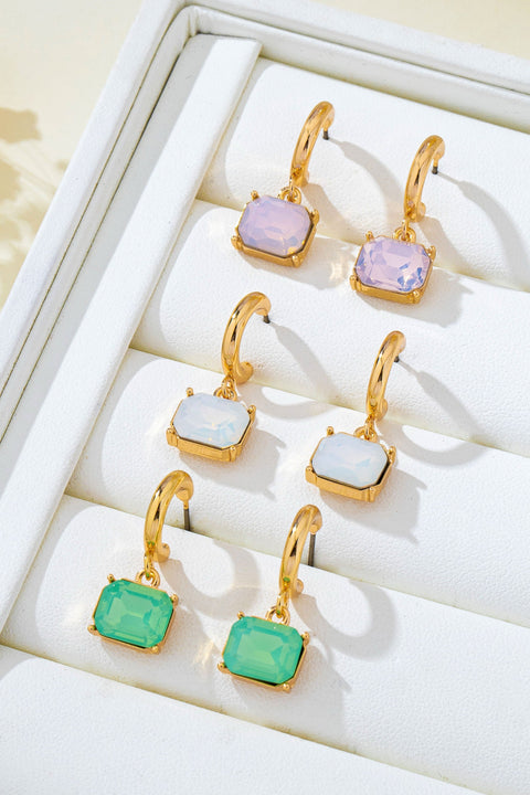 Crystal Emerald-Cut Huggie Hoop Earring | 80E62706