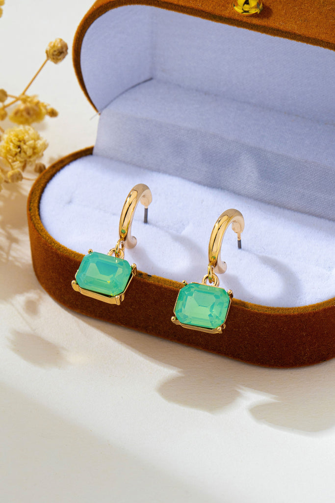 Crystal Emerald-Cut Huggie Hoop Earring | 80E62706