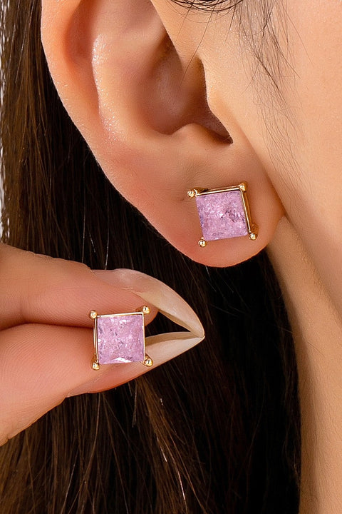 Square-cut glitter Stone Stud Earring | 80E62708