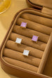 Square-cut glitter Stone Stud Earring | 80E62708
