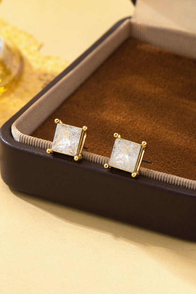 Square-cut glitter Stone Stud Earring | 80E62708