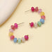 STAINELESS STEEL NATURAL GEMSTONE HOOP EARRINGS | 40E537