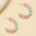STAINELESS STEEL NATURAL GEMSTONE HOOP EARRINGS | 40E537