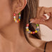 BOHO MULTI BEADED DAISY HOOP EARRINGS | 40E536