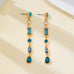Aquamarine Geometric Crystal  Linear Drop Earrings| 80E62751