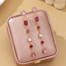 Rosy Ombre Geometric Crystal Linear Drop Earrings | 80E62752
