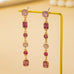 Rosy Ombre Geometric Crystal Linear Drop Earrings | 80E62752